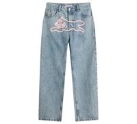 ICECREAM Men's Running Dog Loose Straight Jeans Heavy Wash Blue