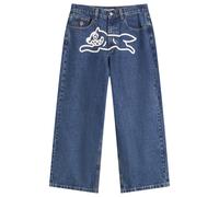 ICECREAM Men's Running Dog Triple Scoop Wide Denim Jeans Mid Wash Blue