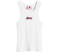 ICECREAM Women's Beaded Running Dog Ribbed Vest Top White