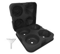 Icecube Bags Rose Trays with Covers 2 Cavity Silicone Rose Ice Tray & 2 Ice Maker Easy Release Large Form for Chilled Cocktails W (Black, One Size)