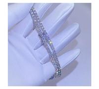 Iced 2Mm Tennis Bracelet Women 925 Sterling Silver D Lab Diamond Link Chain Bracelets Bangle Pass Tester,Yellow Gold Plated-6.5inch