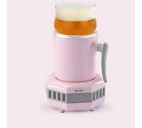 Iced Beer Wine Beverage Electronic Bottle Chiller, Portable Mini Refrigeration Rapid Cup Cooler, Desktop Fast Cooling Fridge Single Bottle Drink Chiller for Home Travel(Pink)
