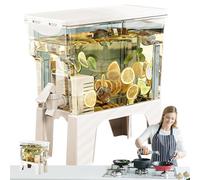 Iced Beverage Dispensers - 3.5L Beverage Dispenser with Tap, Drink Dispensers for Parties | Glass Drink Dispenser with Stand and Stainless Steel Faucet, for Cocktails, Juice, Water(26.5x25.5x12cm)