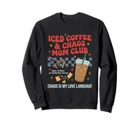 Iced Coffee and Chaos Mom Club Retro 70s Motherhood Graphic Sweatshirt