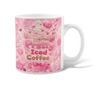 Iced Coffee Ceramic Coffee Mug, Cute Playful Hearts Whipped Cream None Peach Novelty Tea Cup with Handle Ideal for Friends Family Coworkers Teachers Couples Employees 11 Oz