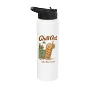 Iced Coffee Chill Out Coffee Bliss Cafe Retro Cartoon Stainless Steel Insulated Water Bottle