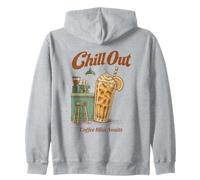 Iced Coffee Chill Out Coffee Bliss Cafe Retro Cartoon Zip Hoodie