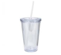 Iced Coffee Cup with Lid and Straw, Smoothie Cup 350/450/650ml Clear Plastic Water Bottle, Plastic Double-Layer Water Mug for Home Outdoor(350ml)