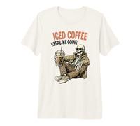 Iced Coffee Keeps Me Going Skeleton Cold Brew Premium T-Shirt