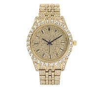 Iced Mens Single Watch or Watch w/Matching Rolly or Cuban Hip Hop Bracelet - Your Choice! - Big Rhinestones on Trim and Elegant Baguette Time Indicators on Dial - Master Bling Designer - ST10226B