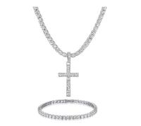 Iced Out Cross, Bull, Money Bag, 23 & More Pendants on Tennis Chain for Men or Women - Bling'ed Out Hip Hop Jewelry on Blast! - Gold or Silver & Size Your Choice - TN001, 20", Zinc, Rhinestone