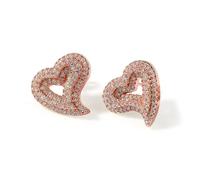 Iced out Cubic Zirconia Heart Stud Earrings for Women Sensitive Ear Dainty Trendy Post Sparkly Hollow Heart Hypoallergenic Studs Wedding