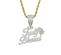 Iced Out Letters Truly Blessed Pendant Necklaces for Men Women, Brass, Cubic Zirconia