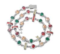 Iced Out Synthetic Gemstone Bracelet for Women Men Colorful Bling Jewelry Gold & Silver Tone, 7/8/9" Hip Hop Statement Bracelet for Party, Festival, Streetwear, Club, Gift