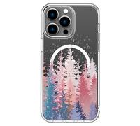 ICEDIO for iPhone 14 Pro Max Case with Screen Protector - Wireless Charging Compatible, Enhanced Camera Protection,Clear Cover with Trendy Floral Design for Women - Cute Trees Floral Flower