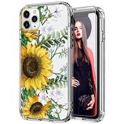 ICEDIO iPhone 11 Pro Max Case with Screen Protector,Clear TPU Cover with Fashionable Designs for Girls Women,Slim Fit Protective Phone Case for Apple iPhone 11 Pro Max 6.5" Blooming Sunflowers