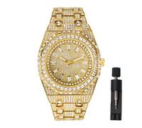 ICEDTAG Men’s Iced Out Bling Boss Watch - 43MM Gold Silver Plated Full Iced Out Hip Hop Luxury - Sparkling Lab Diamond CZ Baguette & Precise Quartz Movement - Gift Box Included