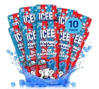 ICEE by BobaVida Blue Raspberry Popping Boba Pearls | Fun ICEE-Inspired Flavor | Popping Boba For Drinks & Desserts | Includes Straws | Sweet & Tart Fruit Boba Pearls | 3oz Each (12 Pouches)