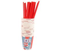 ICEE Paper Cups & Straws Pack. 20 ICEE Slushie Cups & 20 Cardboard Straws. Officially Licensed ICEE Merchandise.