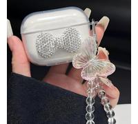 ICEELEC Bling Case for AirPods Pro 2, Crystal Rhinestone Bow Skin for AirPods Pro 2 Protective Case with Butterfly Keychain, Shockproof Cute Headset Cover for Airpods Pro 2 Generation Clear Color