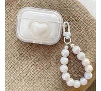 ICEELEC Compatible with AirPods Pro Case, Cute Laser Love Heart for AirPods Pro Protective Case with Pearl Keychain, Shockproof Cute Headset Cover for Airpods Pro Charging Case