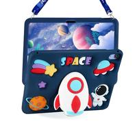 ICEELEC for iPad 10th Generation case 10.9 Inch 2022 for iPad A16 Case 11th Generation for Boys Cool Boyish Dynamic 3D Rocket Design with Rotating Stand Handle & Shoulder Strap Silicone Cases(Blue)