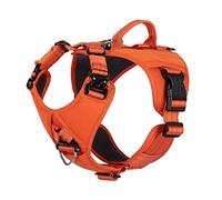 ICEFANG GN8 Quick-Moving Tactical Dog Harness with 2xMetal Buckles for Medium Sized Dogs,Reflective K9 Vest,No-Pull Front Leash Clip,5-Points Adjustable Pet Harness (Orange, Medium (Pack of 1))