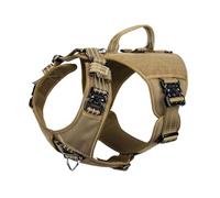 ICEFANG GN8 Quick-Moving Tactical Dog Harness with Handle ,Reflective Pet Vest,No-Pull Front Lead ,5-Points Adjustable,Hook and Loop Panel for Patch (Large (Pack of 1), Elite Brown)