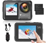 icefox Action Camera 5K 30FPS 20MP Touchscreen Underwater Camera, EIS Adjustable Viewing Angle 4X Zoom, 30M Waterproof Action Cam with External Microphone, Remote Control and Accessories Kit