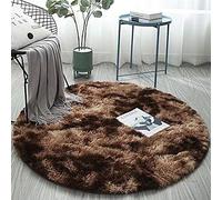 Icegrey Fluffy Rugs Anti-Slip Round Tie-dye Gradient Shaggy Plush Area Rug Soft Home Decorative Floor Carpet Mat for Living Room Floor Bedroom Sofa Chair, Brown, 200cm