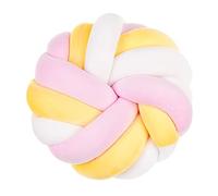 Icegrey Knot Ball Pillow Plush Throw Pillow Home Decorative Handmade Round Cushion for Bedroom Sofa Couch Living Room Baby Room, Pink White Yellow, 35×35cm