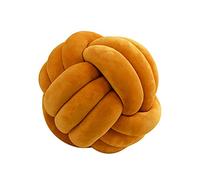 Icegrey Knot Ball Pillow Plush Throw Pillow Home Decorative Handmade Round Cushion for Bedroom Sofa Couch Living Room Baby Room, Brown, 20×20cm