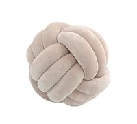 Icegrey Knot Ball Pillow Plush Throw Pillow Home Decorative Handmade Round Cushion for Bedroom Sofa Couch Living Room Baby Room, Light Khaki, 27×27cm