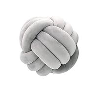Icegrey Knot Ball Pillow Plush Throw Pillow Home Decorative Handmade Round Cushion for Bedroom Sofa Couch Living Room Baby Room, Light Grey, 20×20cm