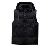 Icegrey Men's Hooded Padded Down Vest Lightweight Quilted Warmer Gilet Coat Winter Classic Sleeveless Jackets, Black 2, 5XL