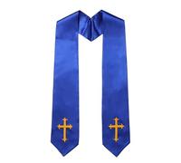 Icegrey Priest Stole 183cm Pastor Wedding Embroidery Clergy Stole with Cross Priest Robe Cassock for Men Wedding Officiant Stoles, Royal Blue