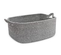 Icegrey Woven Storage Basket with Handle, Empty Decorative Organizer Box for Toy Pet, Cute Basket for Nursery, Cotton Rope Room Shelf Storage Basket, Dark Grey