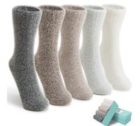 ICEIVY 5 Pairs Fluffy Cozy Socks for Womens Warm Wool Soft Bed Ladies Thermal Socks for Winter with Beautiful Gift Box