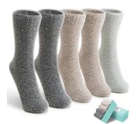 ICEIVY 5 Pairs Fluffy Cozy Socks for Womens Warm Wool Soft Bed Ladies Thermal Socks for Winter with Beautiful Gifts Box