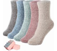 ICEIVY 5 Pairs Fluffy Cozy Socks for Womens Warm Wool Soft Bed Ladies Thermal Socks for Winter with Beautiful Gift Box