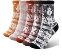 ICEIVY 5 Pairs Fluffy Thermal Socks for Womens Warm Wool Cosy Ladies Bed Socks for Winter with Gift Box