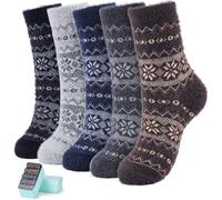 ICEIVY 5 Pairs Fluffy Thermal Socks for Womens Warm Wool Cosy Ladies Bed Socks for Winter with Gift Box