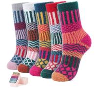 ICEIVY 5 Pairs Fluffy Thermal Socks for Womens Warm Wool Cosy Ladies Bed Socks for Winter with Gift Box