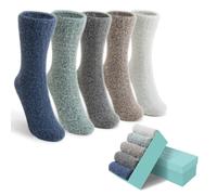 ICEIVY Fluffy Socks Gifts for Women Winter Warm Wool Thermal Bed Socks Ladies Stocking Fillers Presents for Women with Gifts Box, 5 Pairs, 4-9