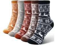 ICEIVY Fluffy Socks Gifts for Women Winter Warm Wool Thermal Bed Socks Ladies Stocking Fillers Presents for Women with Gifts Box, 5 Pairs, 4-9