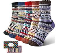 ICEIVY Socks Women, Soft Knit Wool Winter Thick Warm Cabin Fuzzy Crew Women Socks 5 Pack, Multicolor-9, 4-8 UK