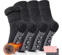 ICEIVY Thermal Slipper Socks, Thick Grip Hospital Plush Slipper Grip Socks Women Winter Soft Warm Cozy Socks 4 Pairs, Multicolor-d9, 4-8 UK