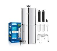 IceJoy 8-Stage Gravity Water Filtration System 3.0 Gallon - 304 Stainless Steel Countertop System with 4 Filters and Stand Reduce 99.9% Chlorine NSF