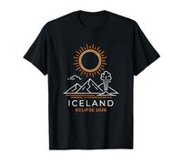 Iceland 2026 Solar Totality Event Geysers and Mountains Art T-Shirt