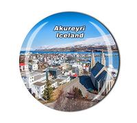 Iceland 3D Akureyri Refrigerator Fridge Magnet Crystal Glass Magnet Tourist Travel Souvenir Collection Gift Magnetic Sticker Home Kitchen Decoration